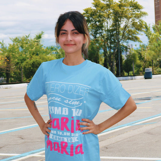 CAMISETA AZUL BEBÊ QUERO DIZER MEU SIM TAMANHO P (1 UNIDADE)