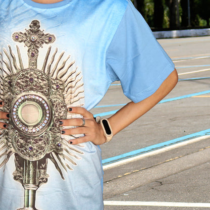 CAMISETA AZUL BEBÊ SANTÍSSIMO SACRAMENTO TAMANHO GG (1 UNIDADE)