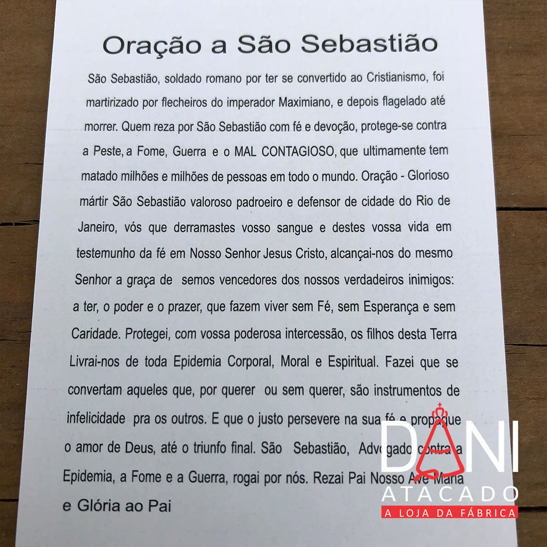 FOLHETO DE ORAÇÃO SÃO SEBASTIÃO (300 UNIDADES)