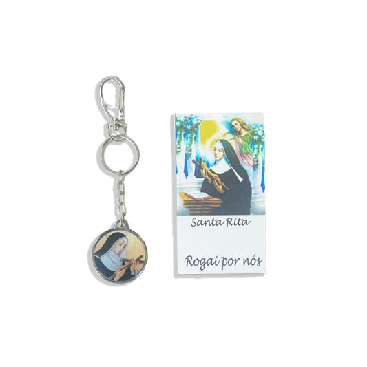CHAVEIRO METAL DUPLA FACE COM MOSQUETE SANTA RITA (6 UNIDADES)