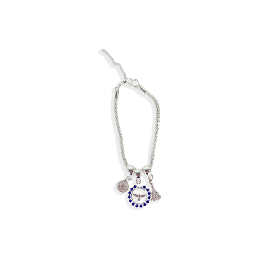 PULSEIRA NÍQUEL DIVINO ESPIRITO SANTO COM STRASS AZUL  (6 UNIDADES)