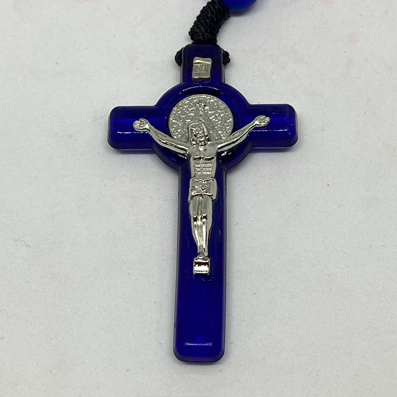 TERÇO EMBORRACHADO NOSSA SENHORA APARECIDA AZUL 8MM (6 UNIDADES)