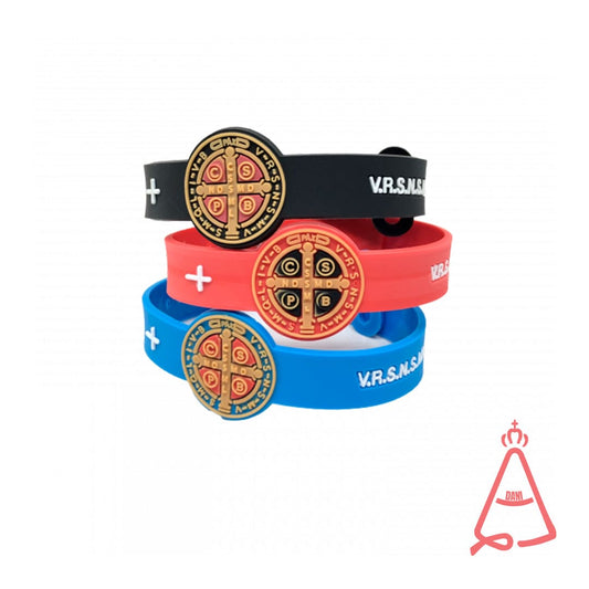 PULSEIRA SILICONE MEDALHA SÃO BENTO REGULÁVEL (12 UNIDADES)