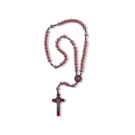 TERÇO MEDALHA DE SÃO BENTO VERMELHO MOD 4 8MM (6 UNIDADES)