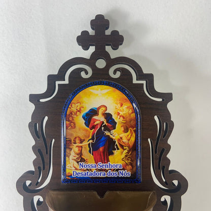 PORTA AGUA BENTA MDF NOSSA SENHORA DESATADORA DOS NÓS 16CM (1 UNIDADE)