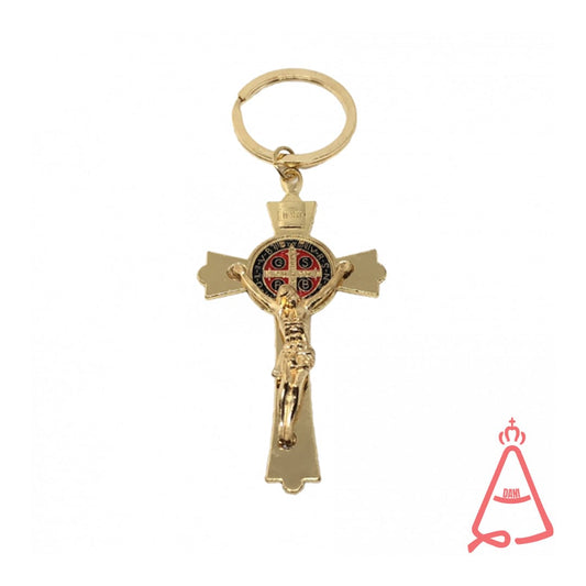 CHAVEIRO DOURADO CRUCIFIXO MEDALHA SÃO BENTO (6 UNIDADES)