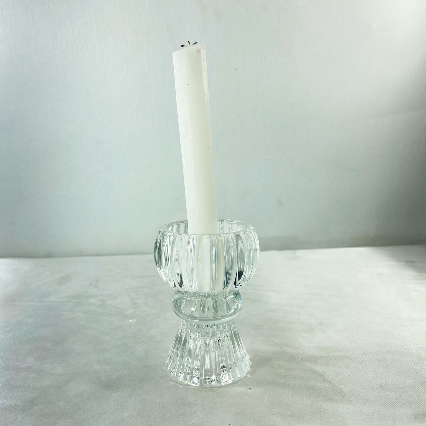 CASTIÇAL DE VIDRO DETALHADO 8CM (1 UNIDADE)