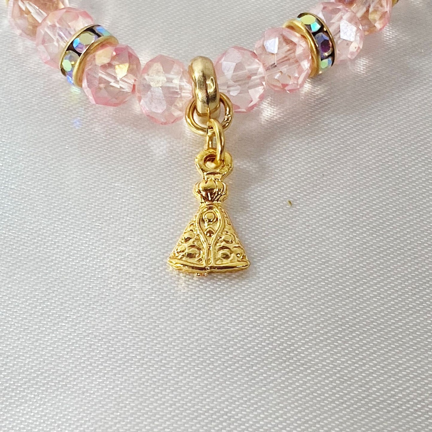 PULSEIRA CRISTAL NOSSA SENHORA APARECIDA ROSA ( 3 UNIDADES)