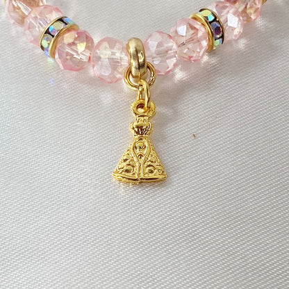 PULSEIRA CRISTAL NOSSA SENHORA APARECIDA ROSA ( 3 UNIDADES)
