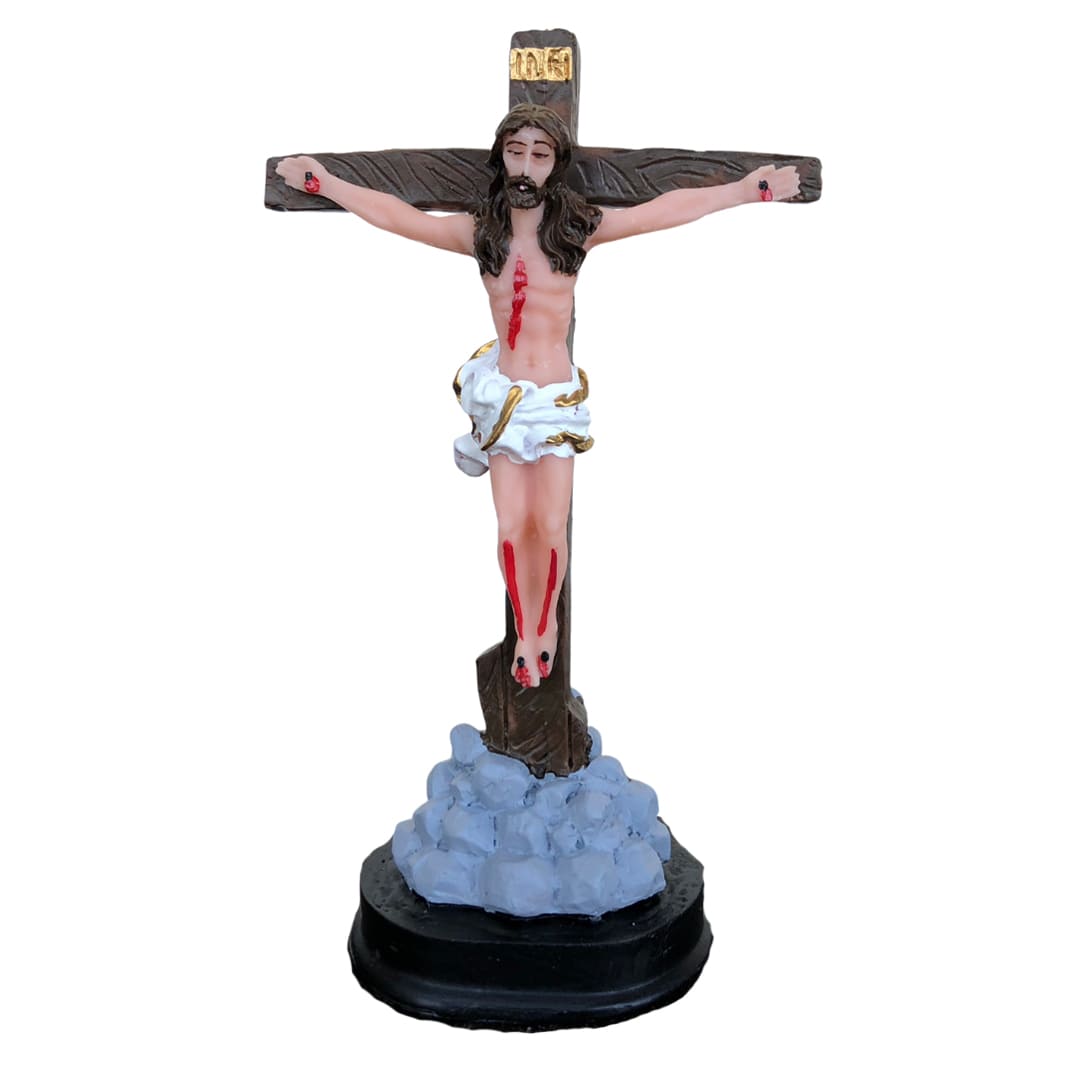 CRUCIFIXO DE RESINA NACIONAL MESA 14CM (1 UNIDADE)