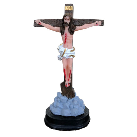CRUCIFIXO DE RESINA NACIONAL MESA 14CM (1 UNIDADE)