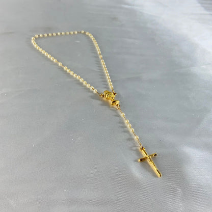 TERÇO PÉROLA NA CAIXINHA CÁLICE DOURADO 4MM (1 UNIDADE)
