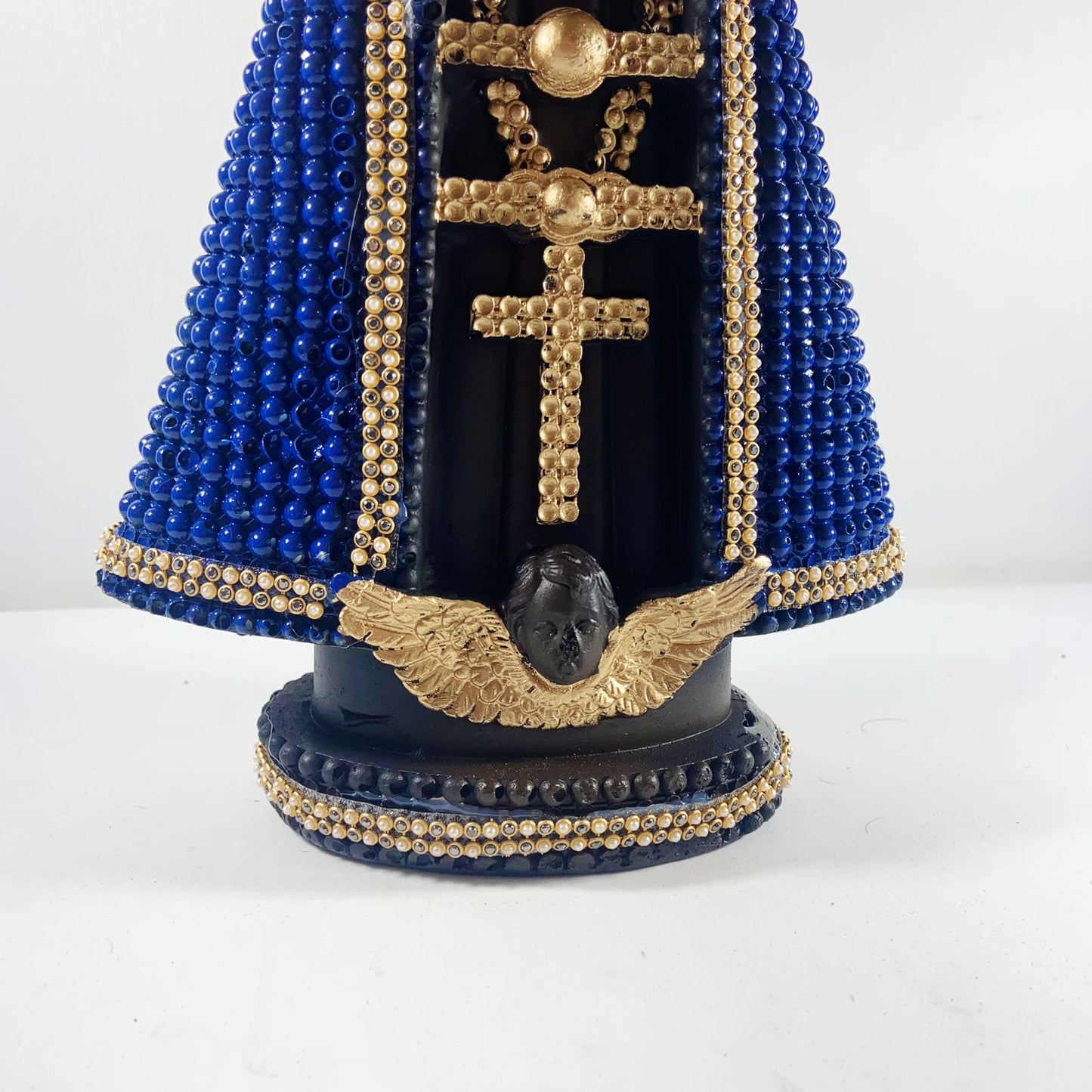 IMAGEM DE GESSO NOSSA SENHORA APARECIDA COM STRASS AZUL 31CM (1 UNIDADE)