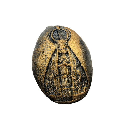 IMAGEM DE GESSO NOSSA SENHORA APARECIDA ESTAMPADA OURO VELHO 07CM (1 UNIDADE)