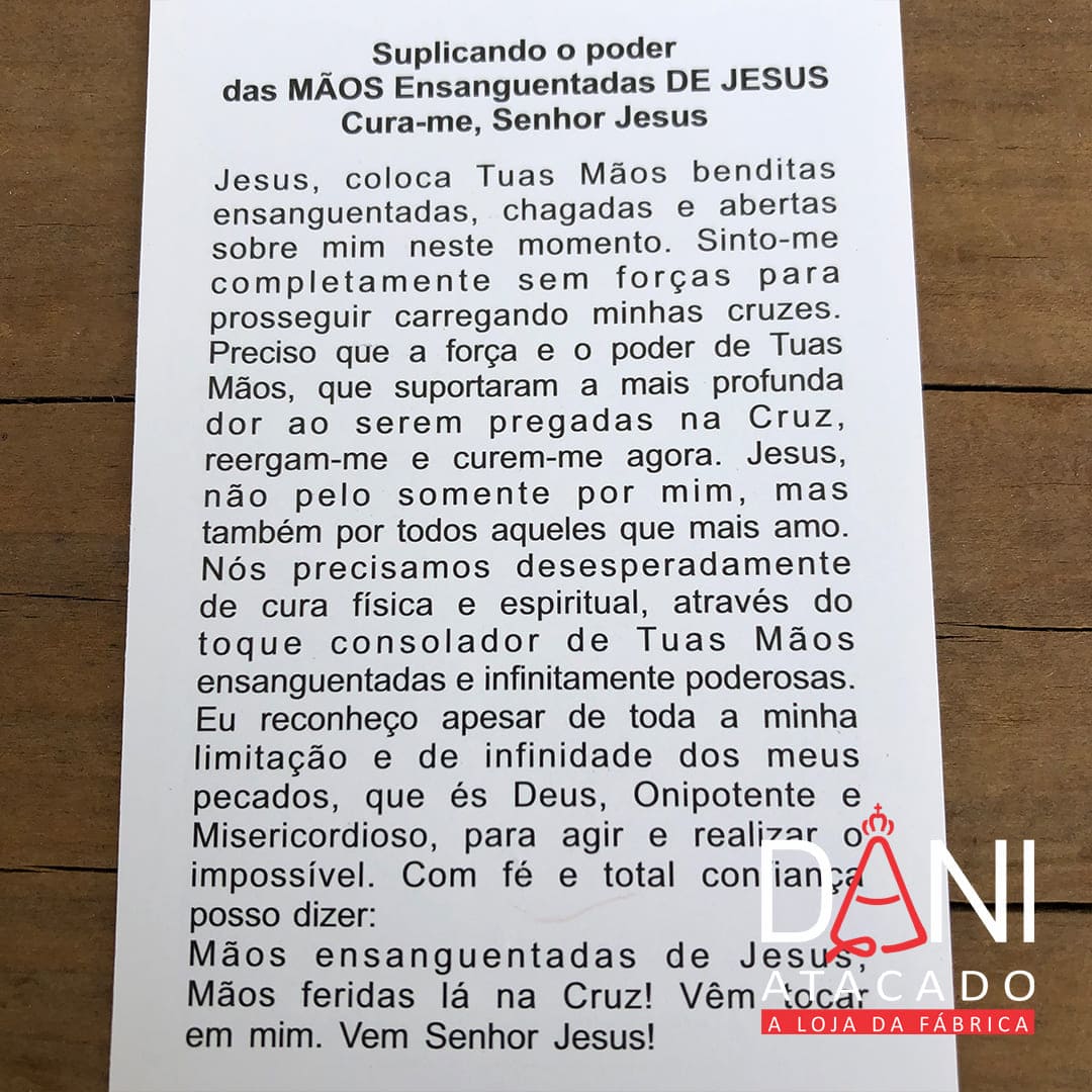 FOLHETO DE ORAÇÃO MÃOS ENSANGUENTADAS DE JESUS (300 UNIDADES)