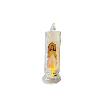 VELA ELETRÔNICA TRANSPARENTE JESUS MISERICORDIOSO 15CM (1 UNIDADE)