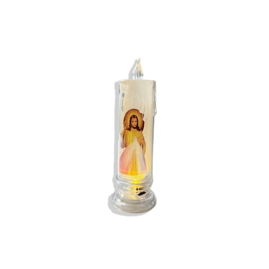 VELA ELETRÔNICA TRANSPARENTE JESUS MISERICORDIOSO 15CM (1 UNIDADE)