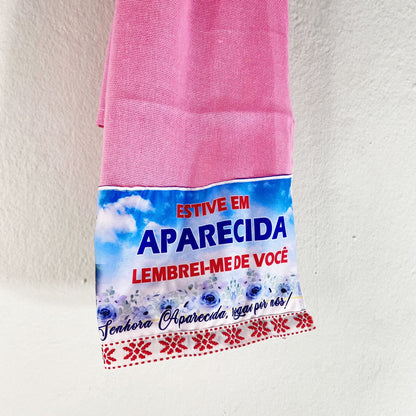 PANO DE PRATO NOSSA SENHORA APARECIDA ROSA BORDADO VERMELHO (1 UNIDADE)